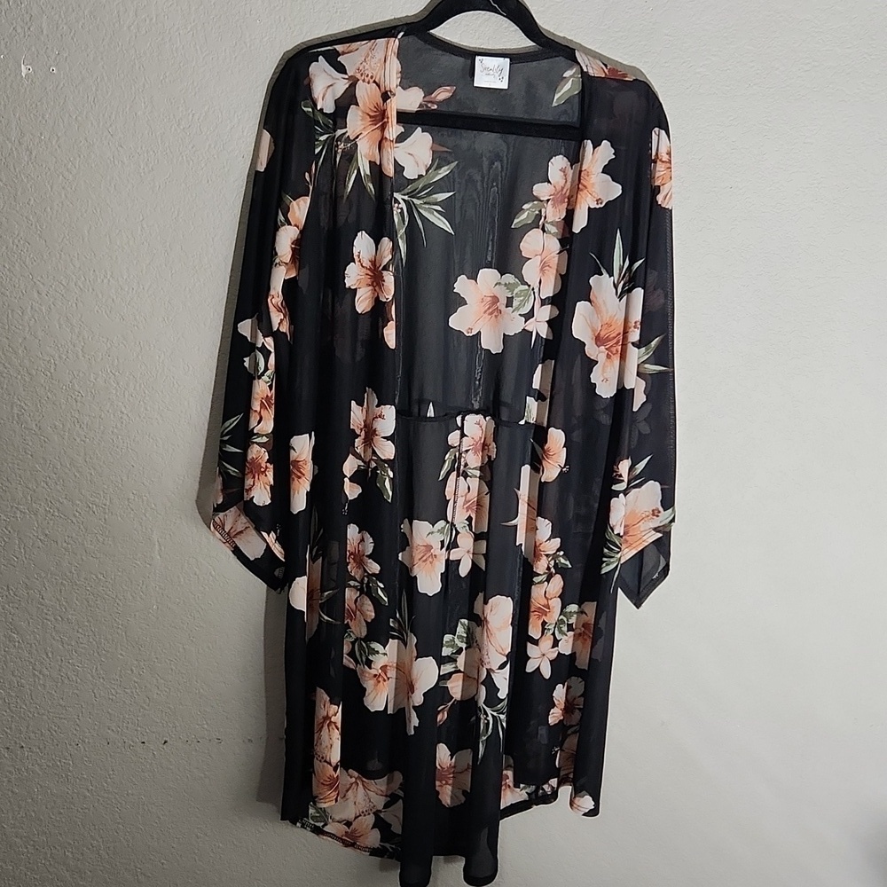 Siren Lily Beach Coverup Maternity Size Large Floral Black Pink
